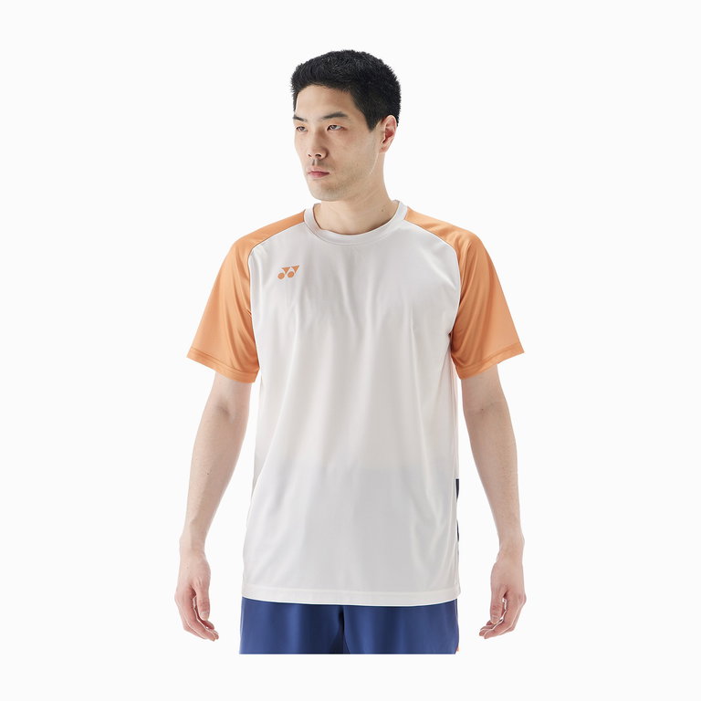 Koszulka sportowa Yonex Practice Colourblock 16745 (100% poliester) 2025 naturalny/pomarańczowy męska